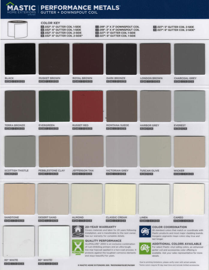 Gutters Color Chart